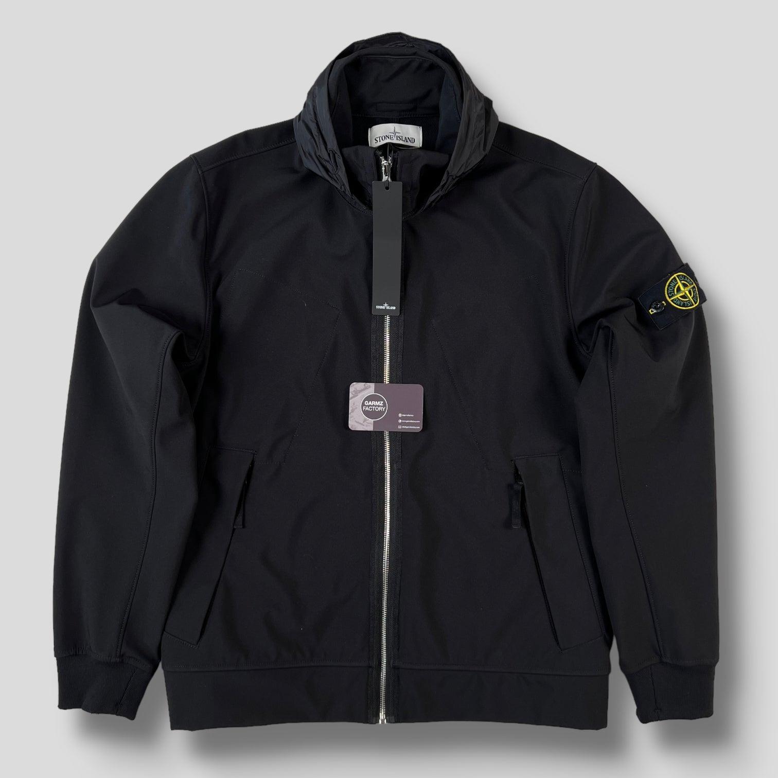 Stone Island Light Soft Shell-R Hooded Jacket Black – Garmz Factory