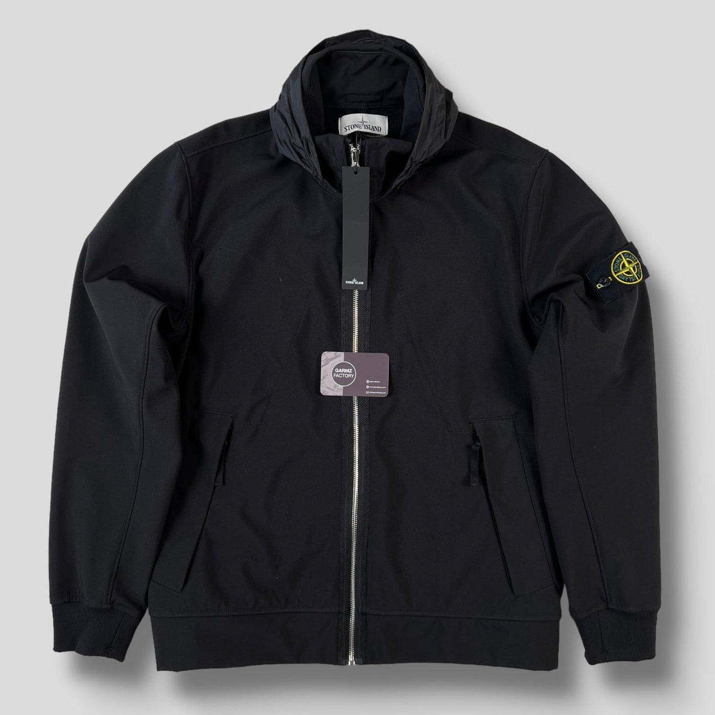 Stone Island Light Soft Shell-R Hooded Jacket Black – Garmz Factory