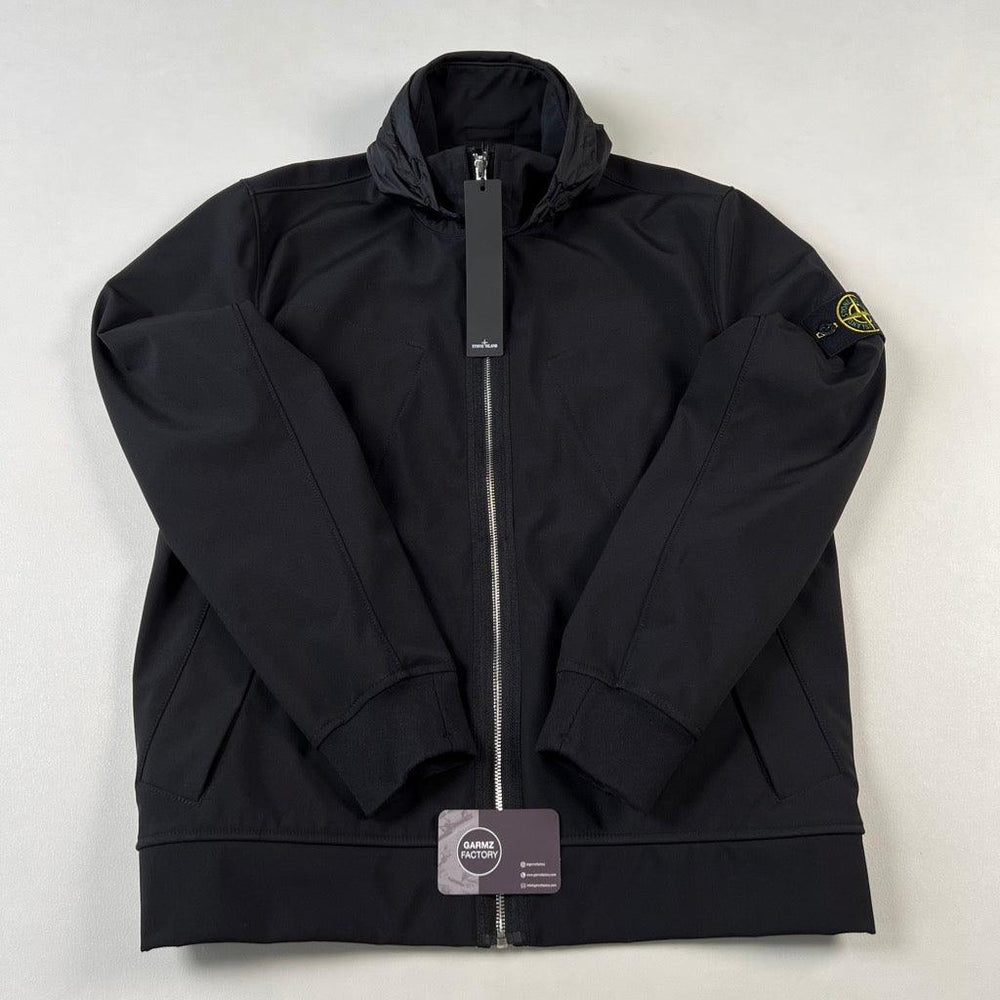 Stone Island Light Soft Shell-R Hooded Jacket Black – Garmz Factory