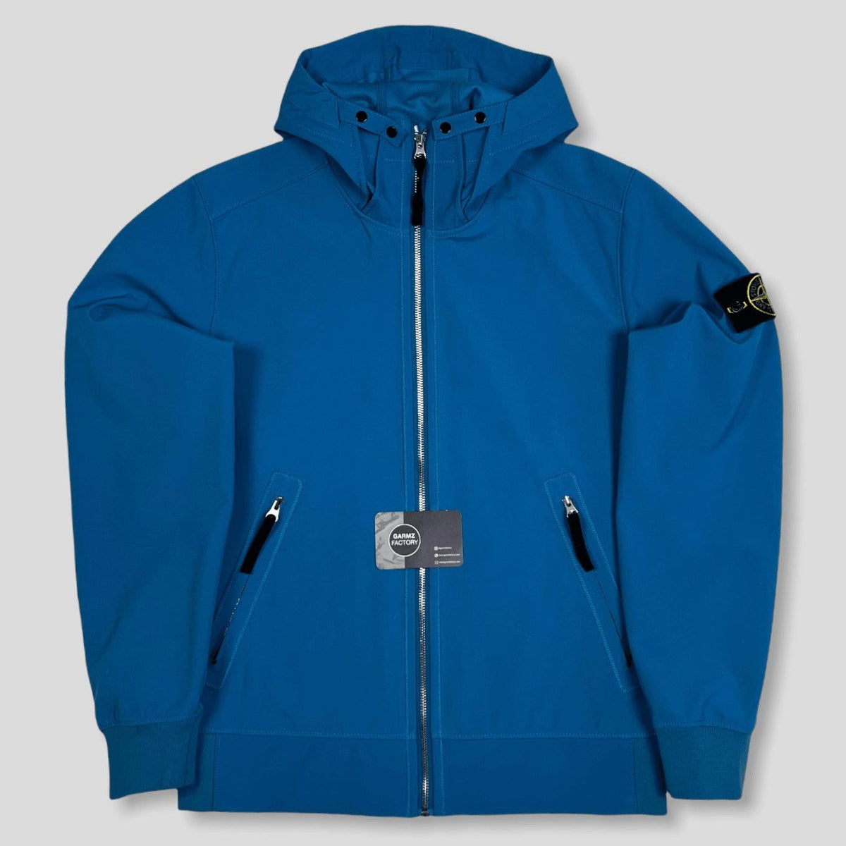 Stone Island Light Soft Shell-R Hooded Jacket Blue – Garmz Factory