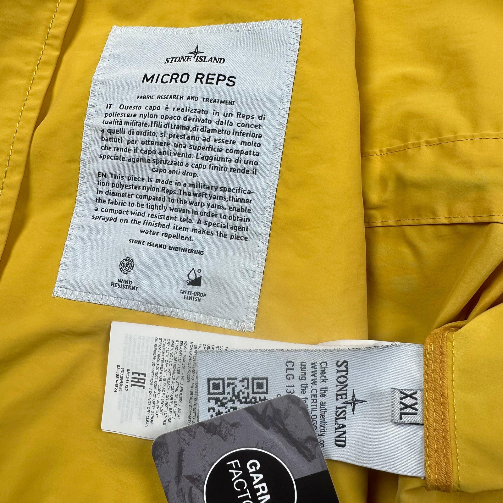 Stone Island Micro Reps Hooded Parka Jacket Yellow – Garmz Factory