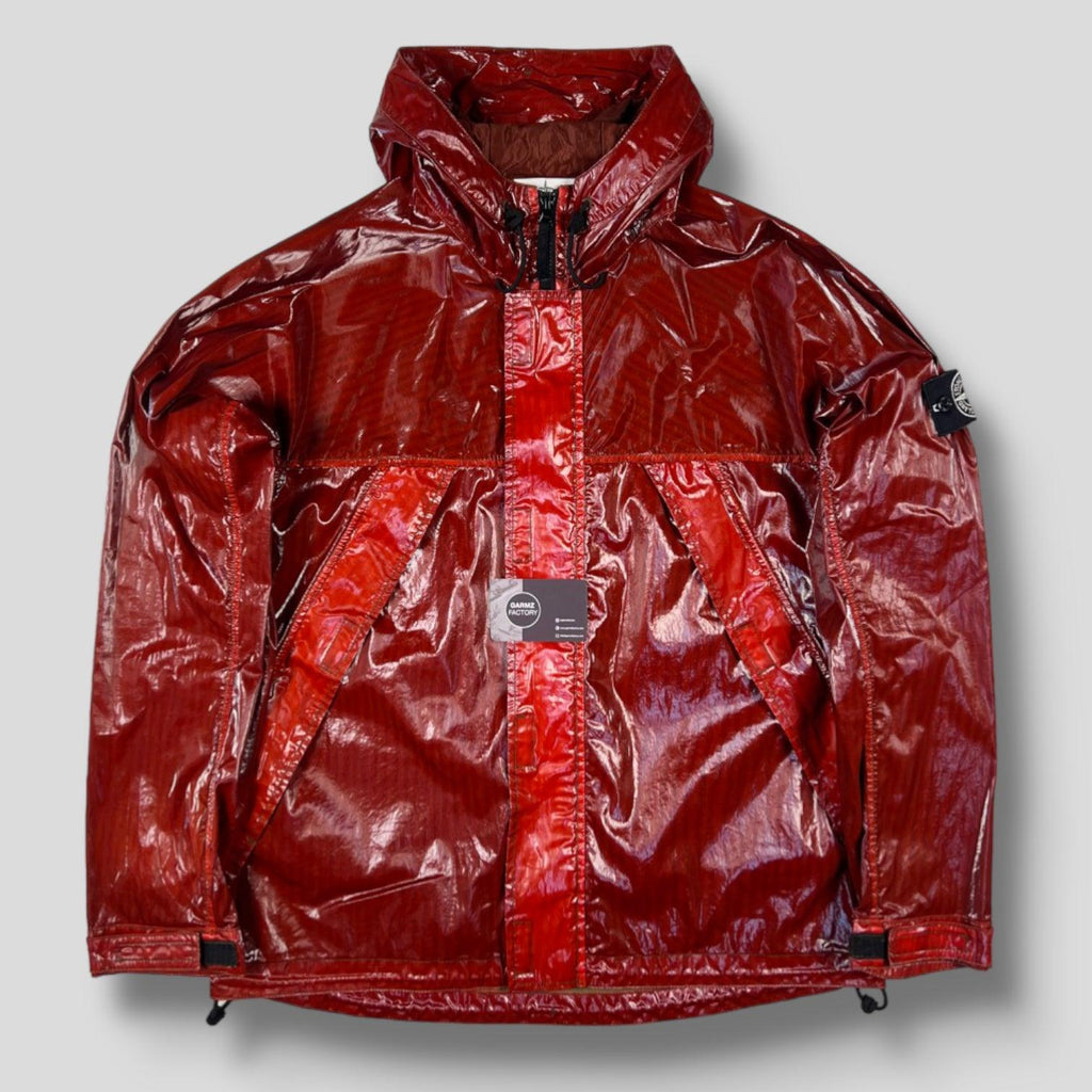 Stone Island Mussola Prismatica Hooded Jacket Red Garmz Factory