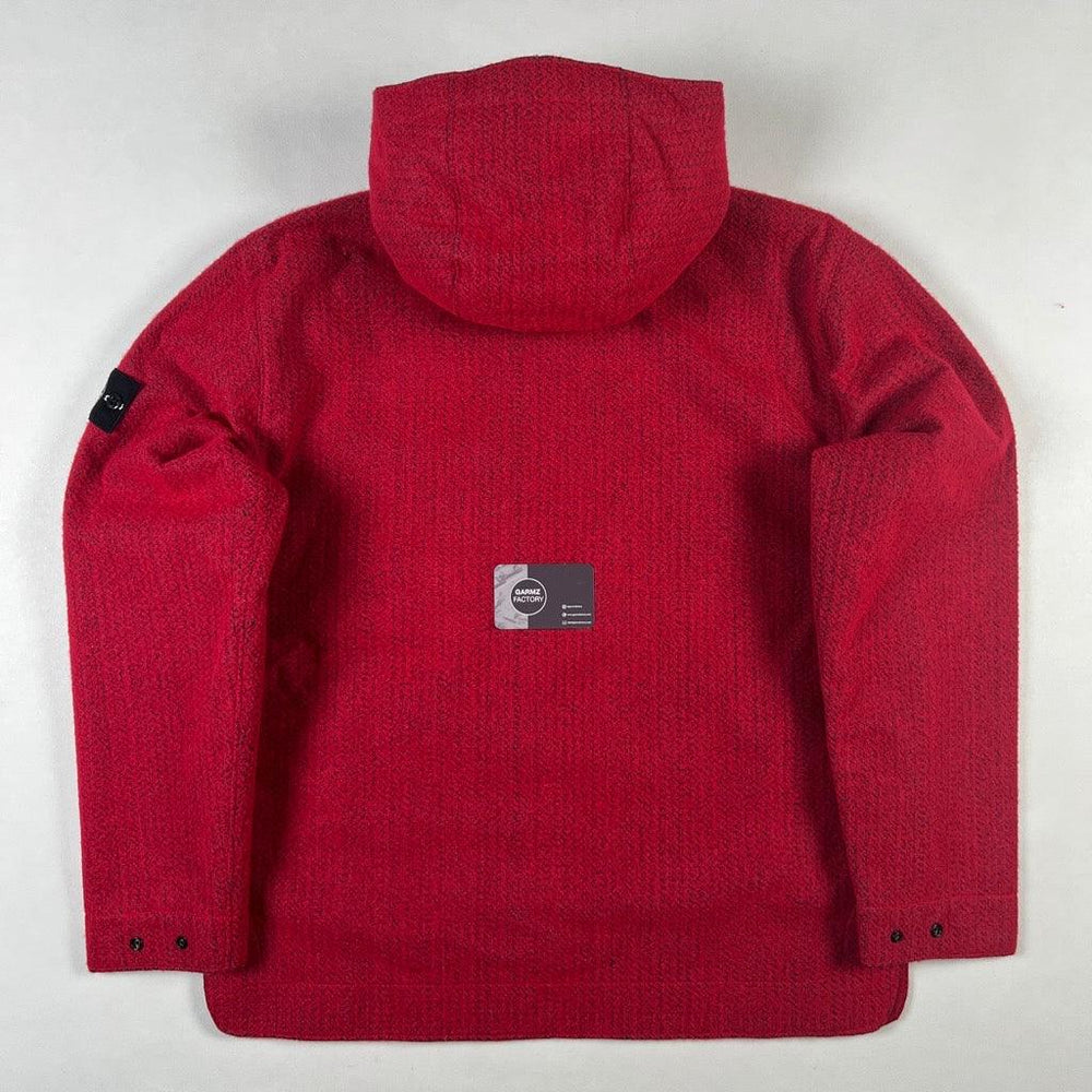 Stone Island Needle Punched Reflective Hooded Jacket Red