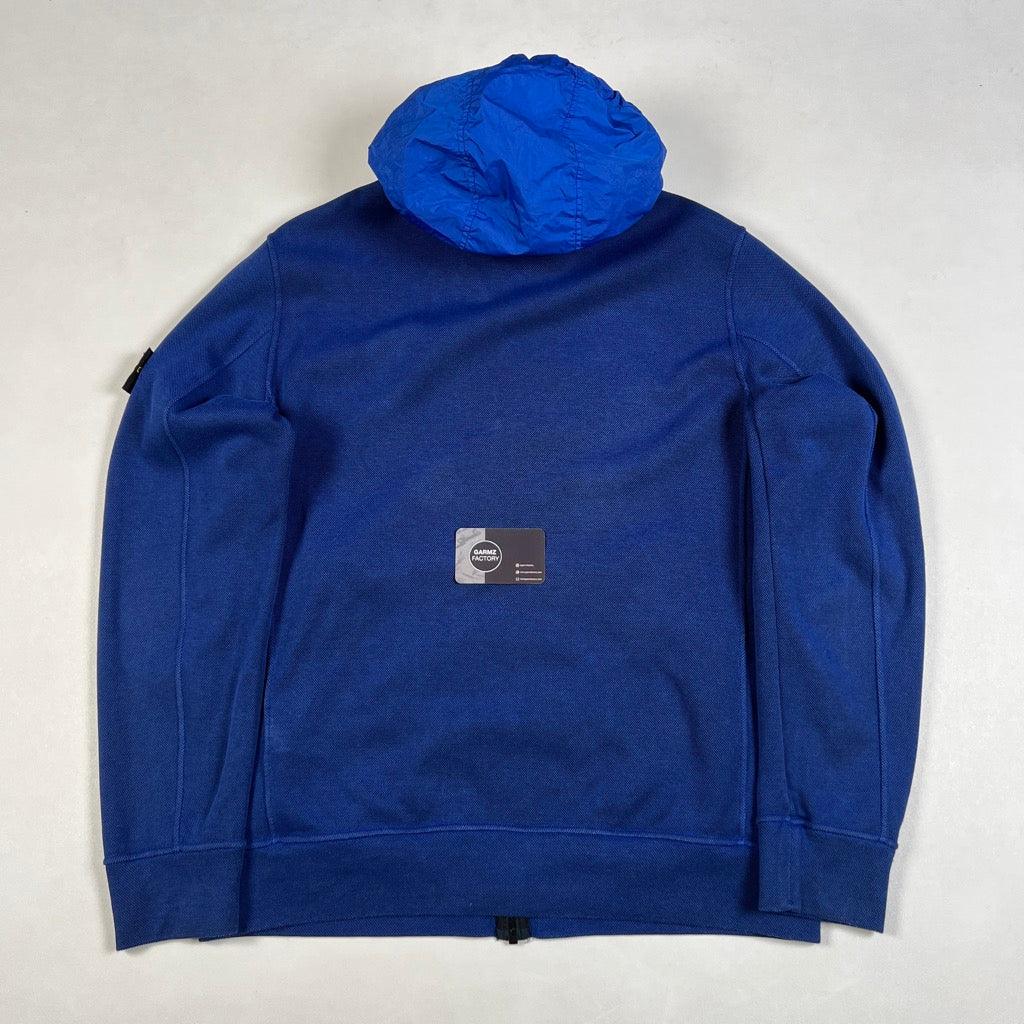 G*e様 stone  nylon l hooded swe Stone Island Nylon Blend Hooded Zip Sweatshirt Blue – Garmz