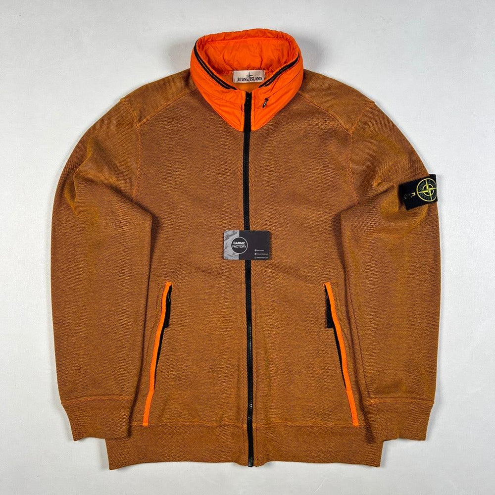 Stone Island Nylon Blend Hooded Zip Sweatshirt Orange