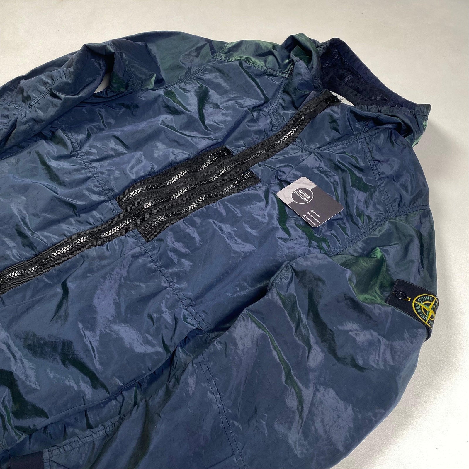 Stone Island Nylon Metal Colour Weft Jacket Blue Green Garmz Factory