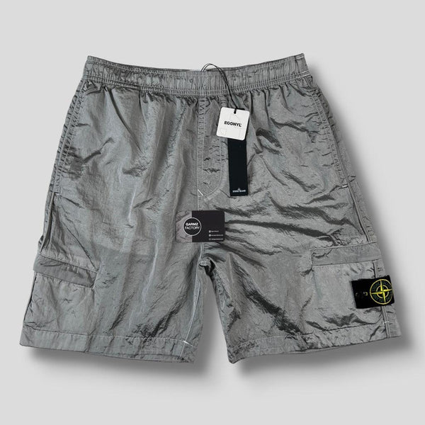 Stone Island Nylon Metal Econyl Cargo Shorts Silver Garmz Factory
