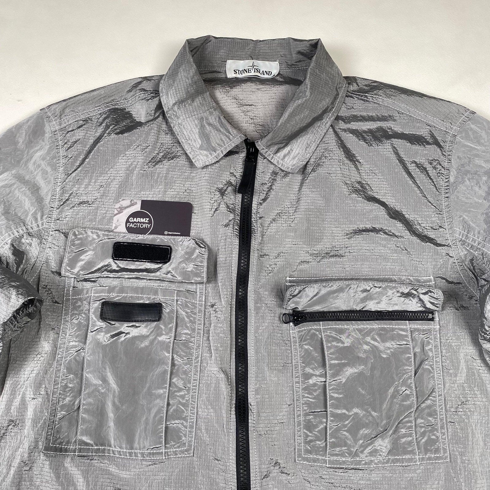 Stone Island Nylon Metal ripstop overshirt Silver – Garmz Factory