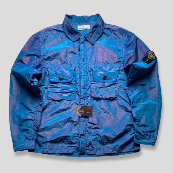 Stone Island Nylon Metal Weft Overshirt Blue Pink Garmz Factory