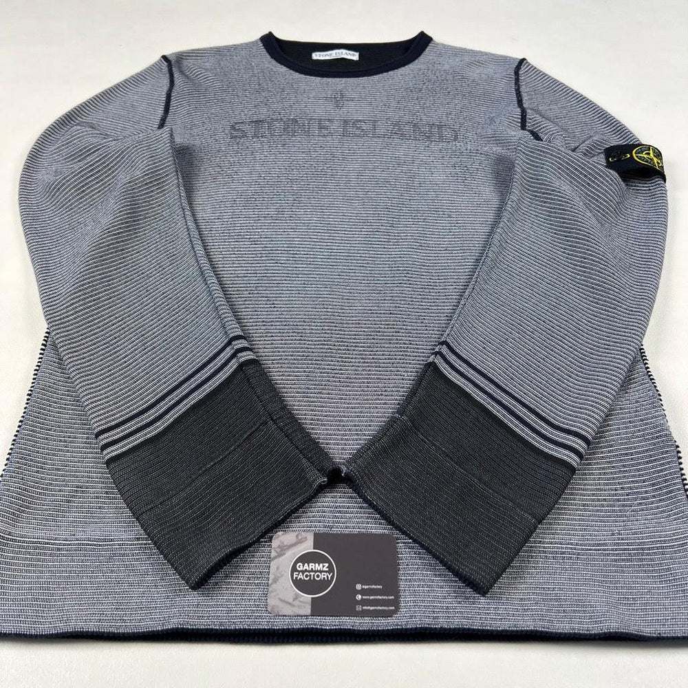 Stone Island Optic Logo Knit Jumper Navy/Grey – Garmz Factory