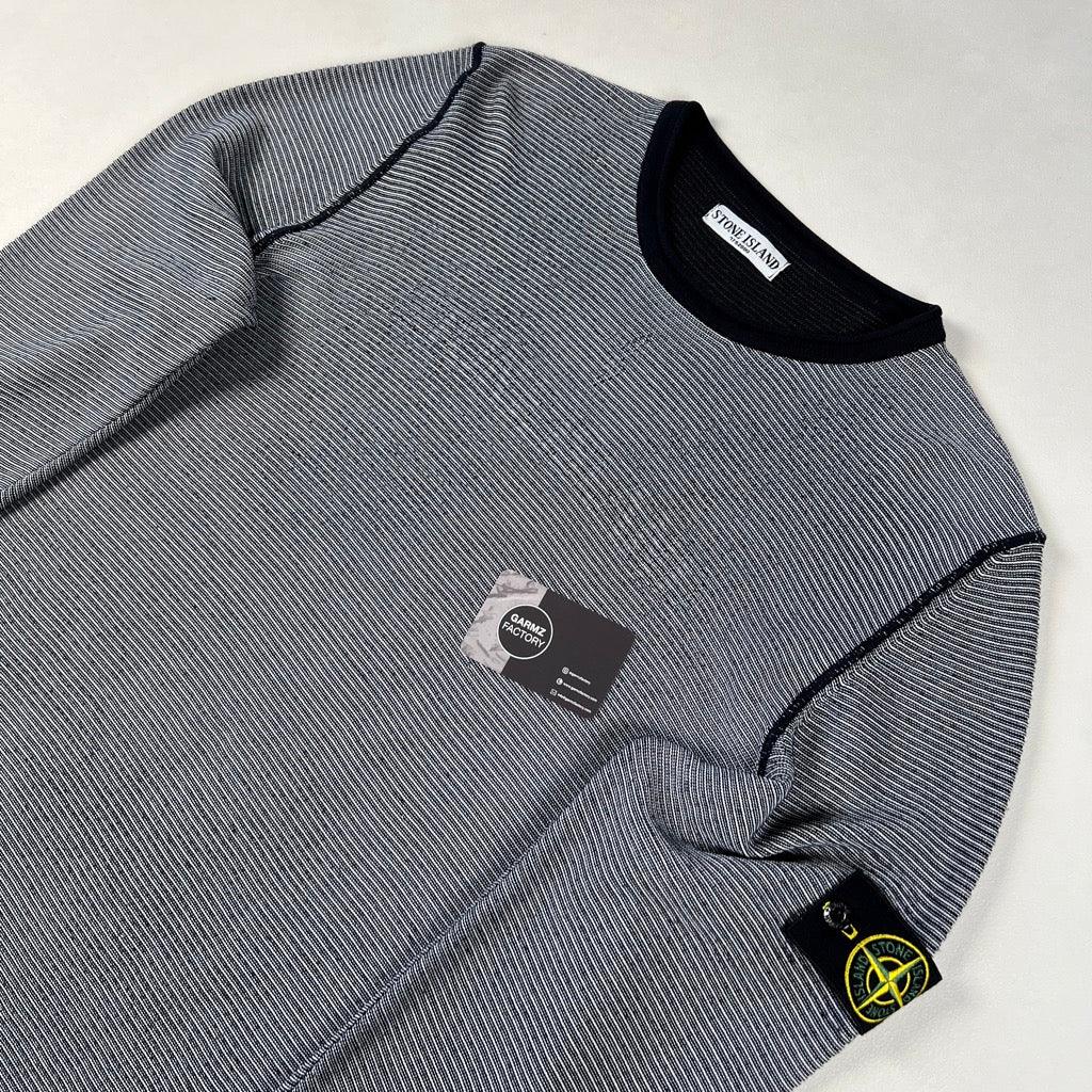 Stone Island Optic Logo Knit Jumper Navy/Grey – Garmz Factory