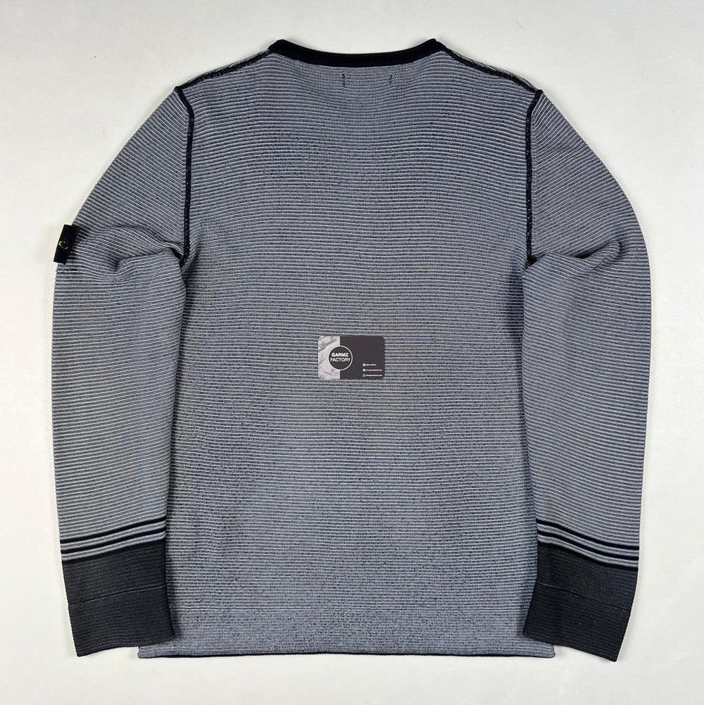 Stone Island Optic Logo Knit Jumper Navy/Grey – Garmz Factory