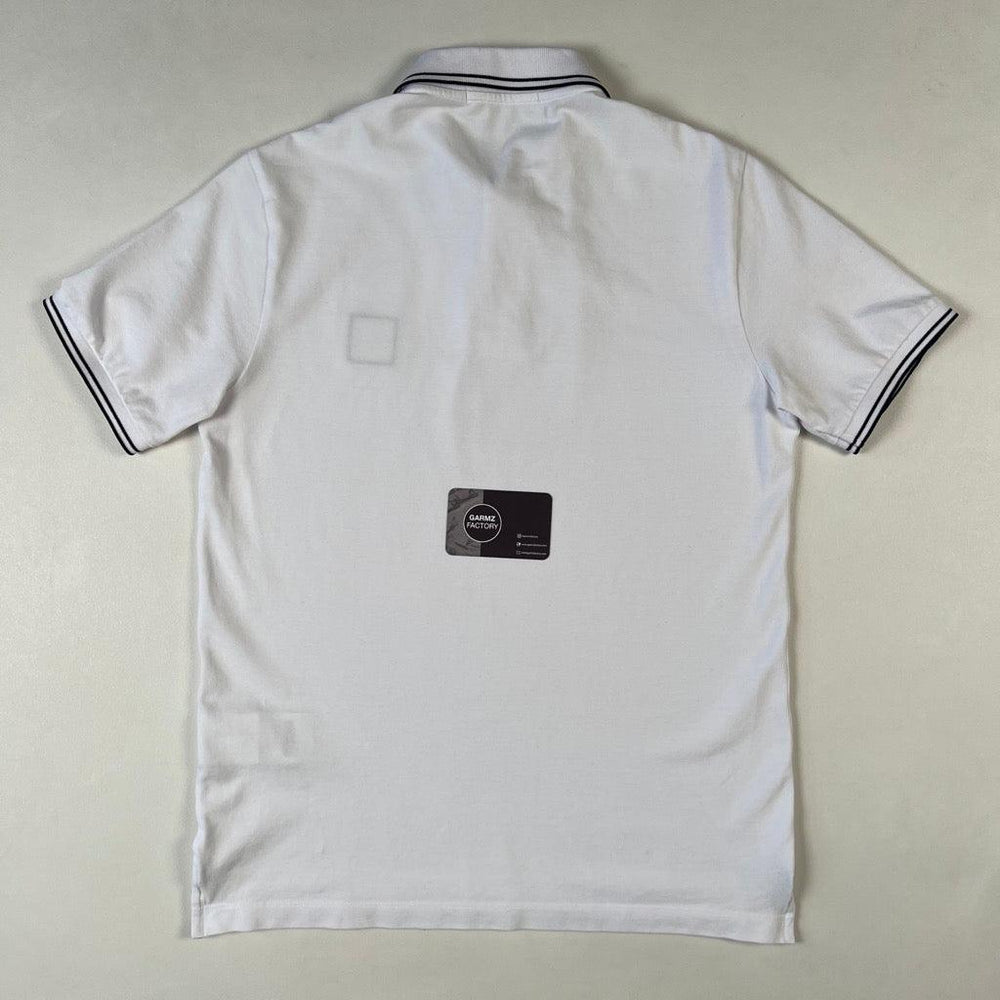 【STONE 】Logo Patch Slim Fit Short Sleeve Polo Shirt Stone Island Patch Logo Polo Shirt Slim Fit White – Garmz