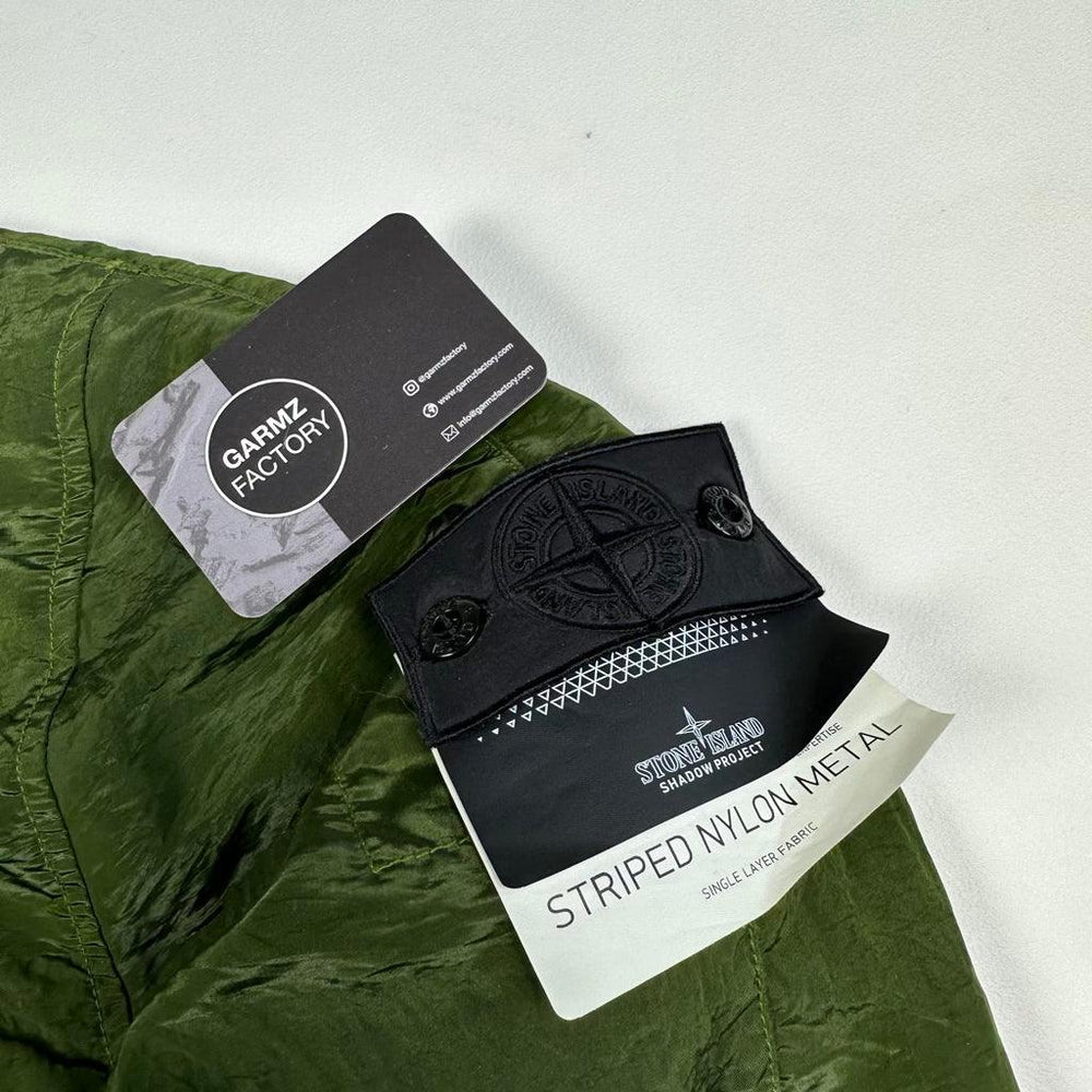 Stone Island Shadow Project Striped Nylon Metal Jacket Green