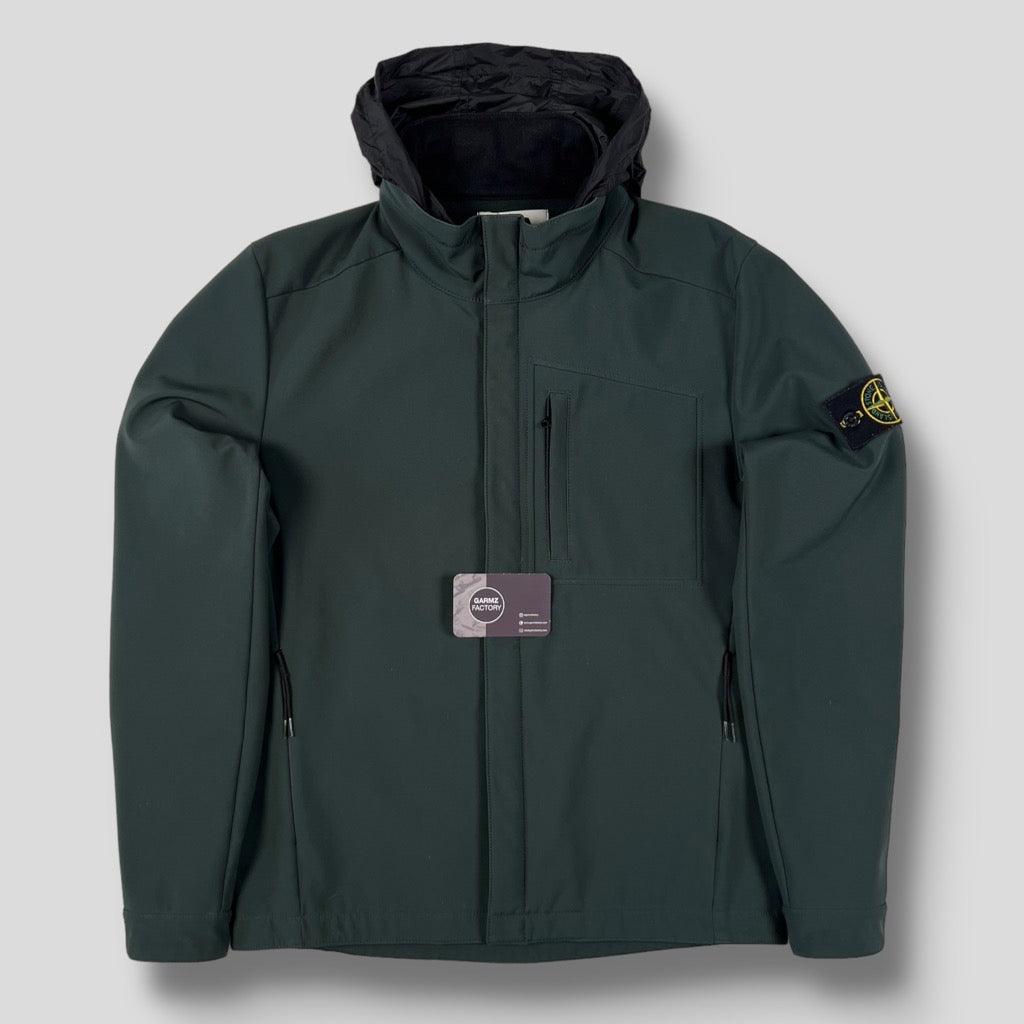 Stone Island Shell R Stone Island Soft Shell R Hooded Jacket Green – Garmz Factory