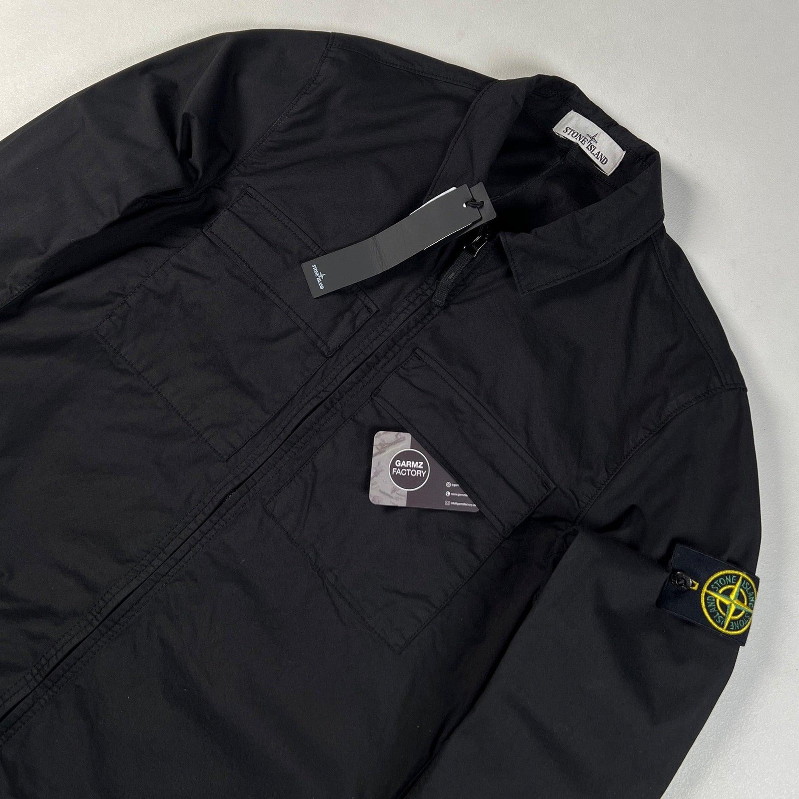 Stone Island Supima Cotton Twill Stretch Overshirt Black – Garmz