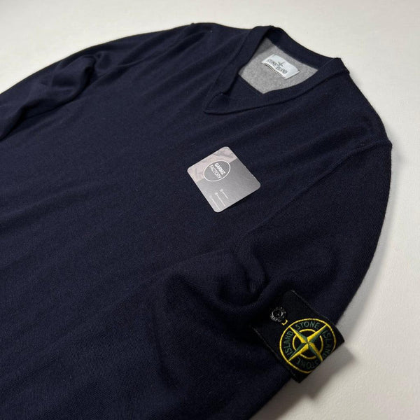 Stone Island - V-Neck Knit Jumper Navy