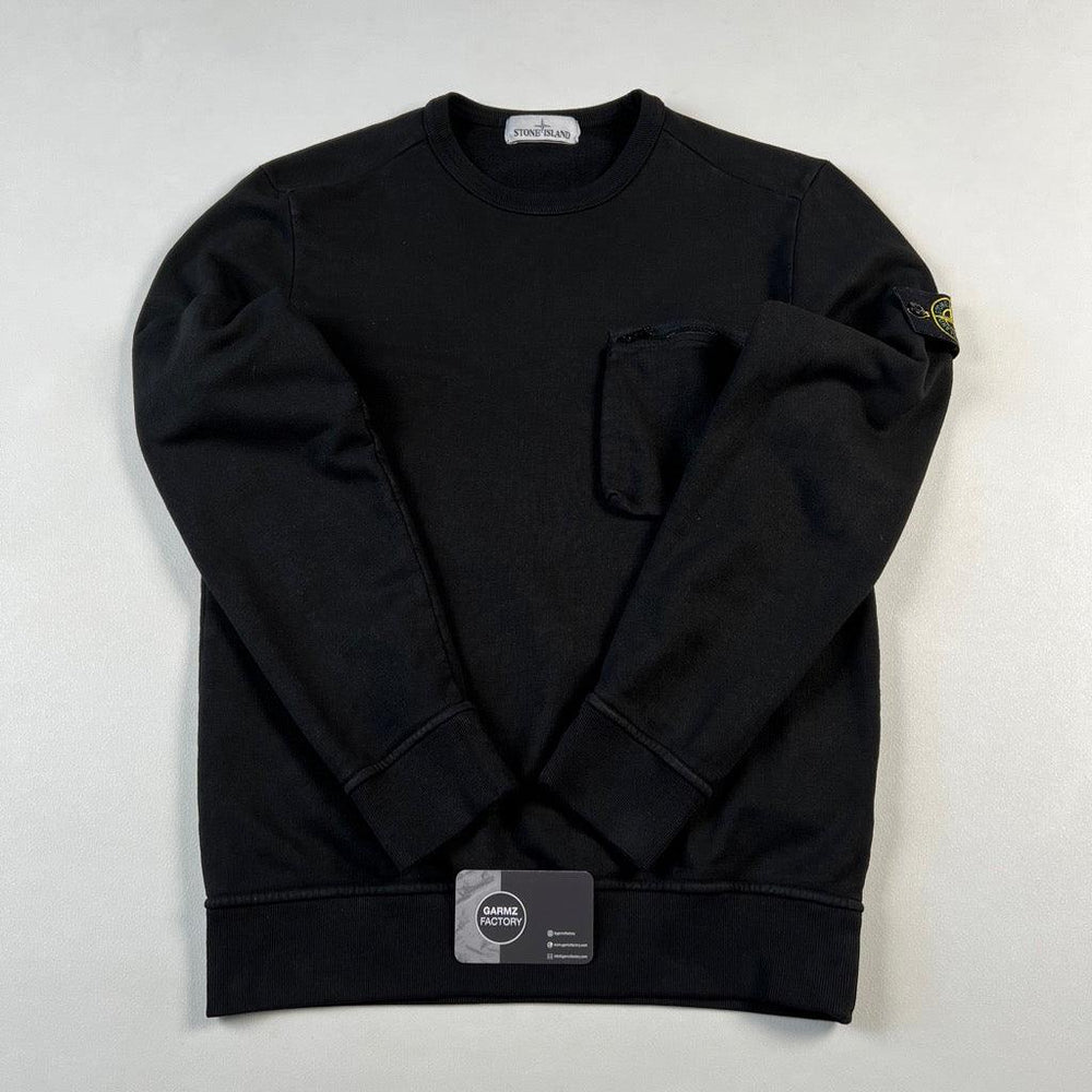 Stone Island Zip Pocket Crewneck Sweatshirt Black – Garmz Factory